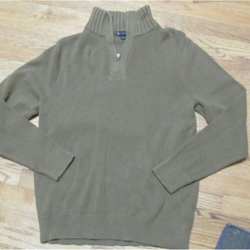 MENS J CREW 1/4 Zippered Mock Turtle‎ Neck Sweater Top L Large EUC Holiday MINT